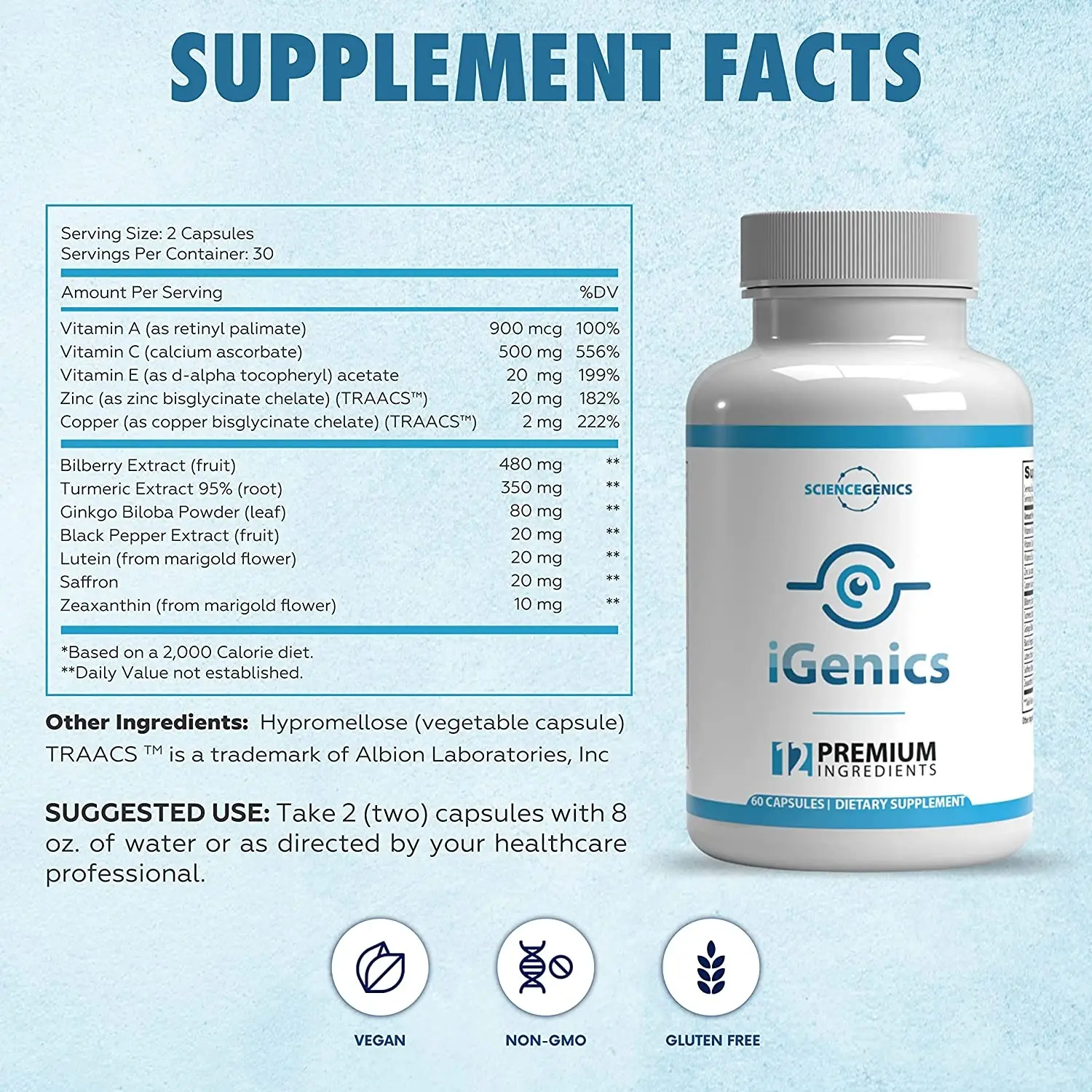 Igenics Supplement Facts Label